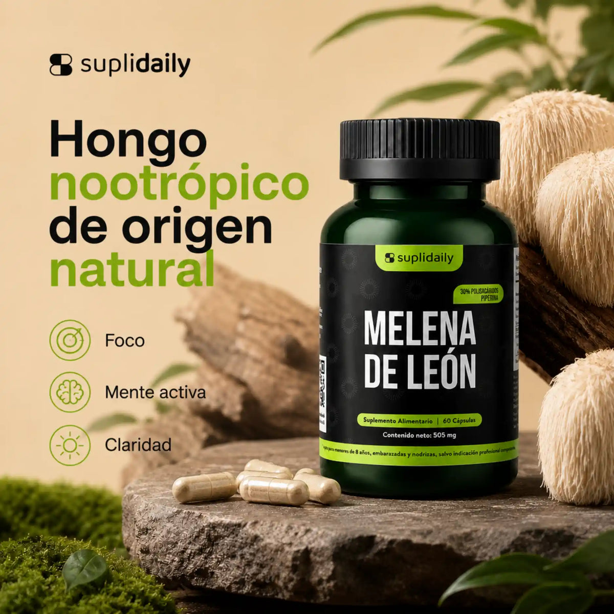 Melena de León 60 Cápsulas con Piperina
