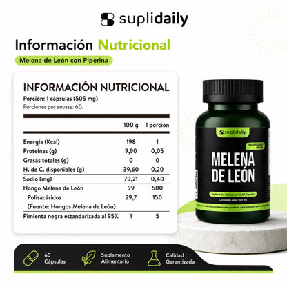 Melena de León 60 Cápsulas con Piperina