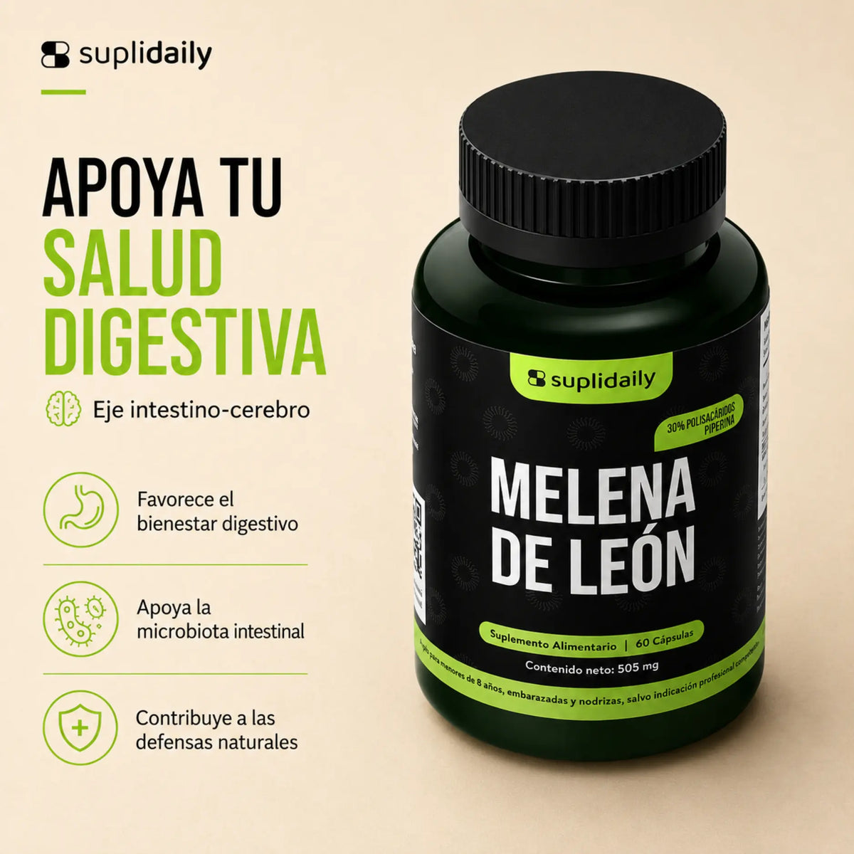 Melena de León 60 Cápsulas con Piperina