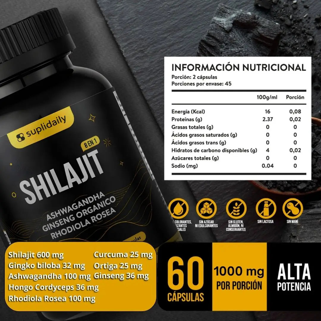 Shilajit 8 en 1 Himalaya + Ashwagandha