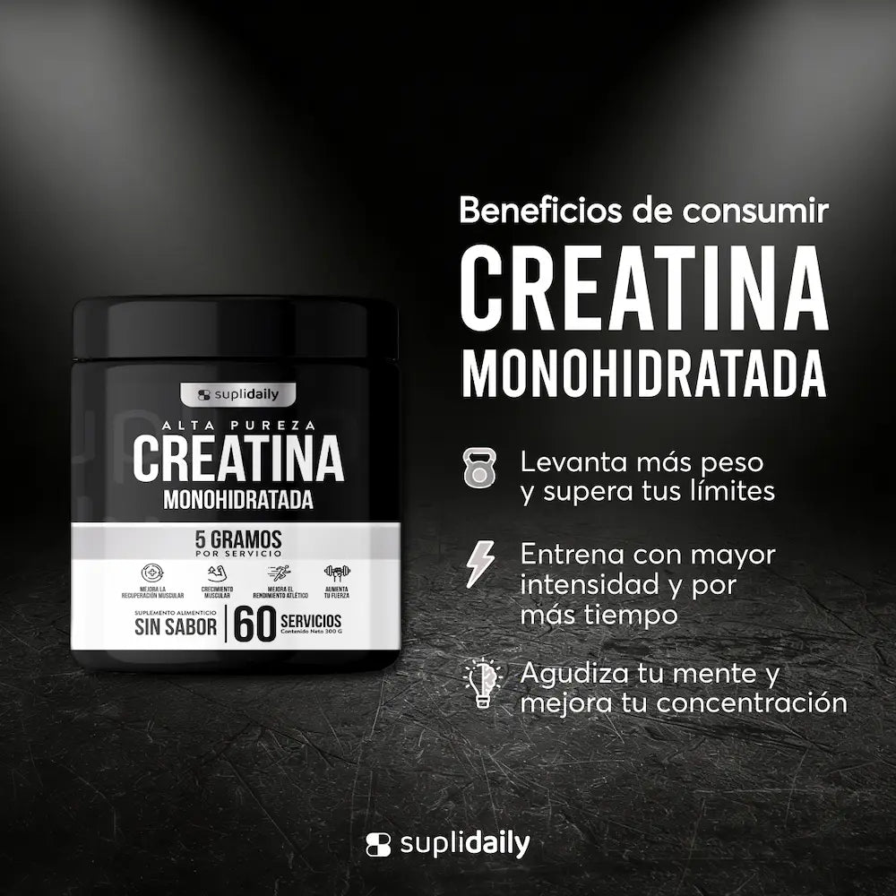 Beneficios de la creatina monohidratada Suplidaily: fuerza, resistencia y concentración