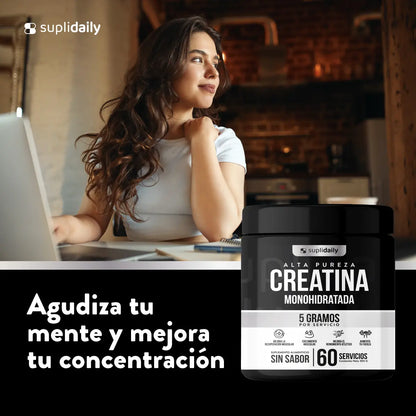 Creatina monohidratada para mejorar concentración y claridad mental