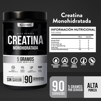 Creatina Monohidratada (90 Serv): Entrena Más Fuerte y Más Tiempo