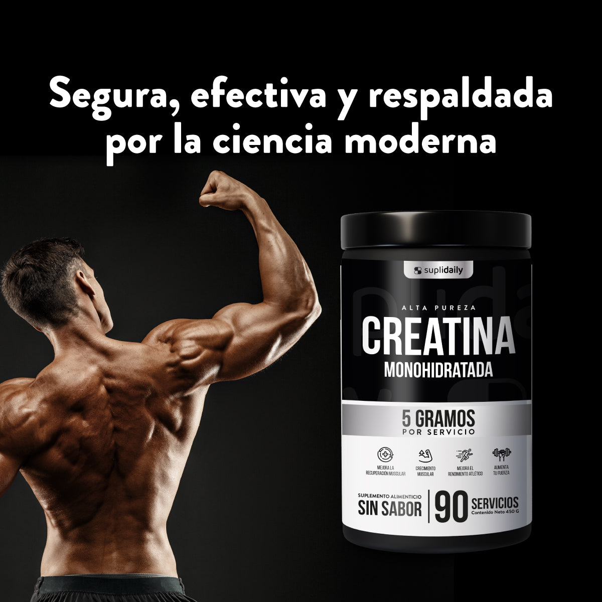 Creatina Monohidratada (90 Serv): Entrena Más Fuerte y Más Tiempo
