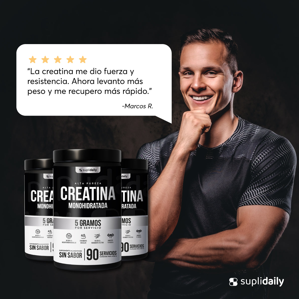 Creatina Monohidratada (90 Serv): Entrena Más Fuerte y Más Tiempo