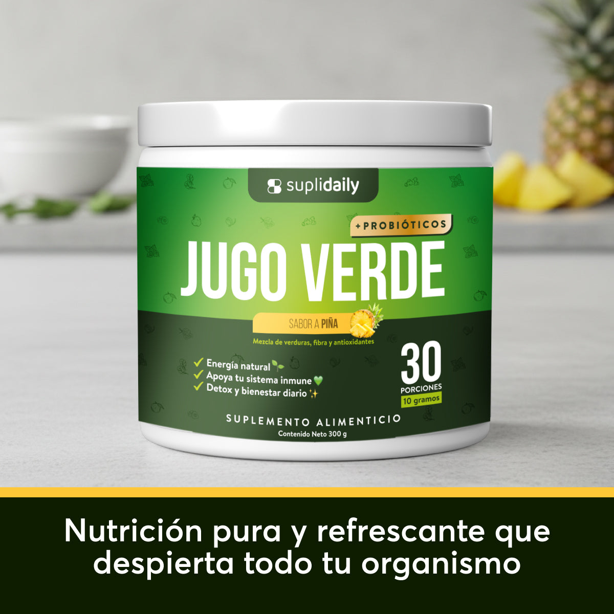Jugo Verde + 14 Probióticos Sabor Piña 300g