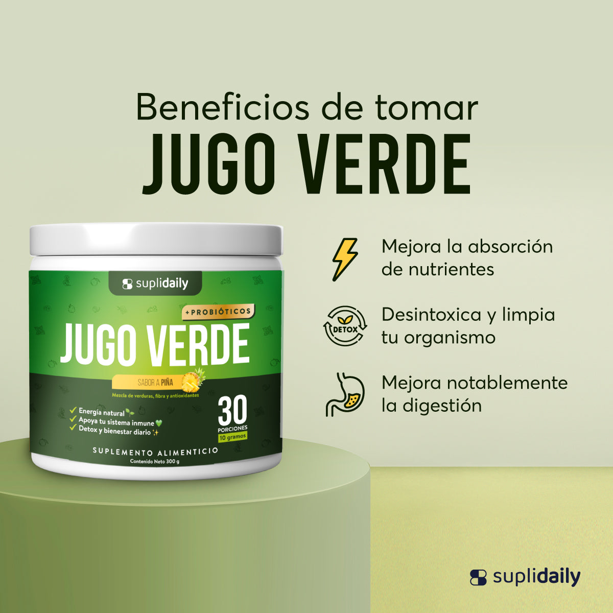 Jugo Verde + Probióticos: Sabor a Piña