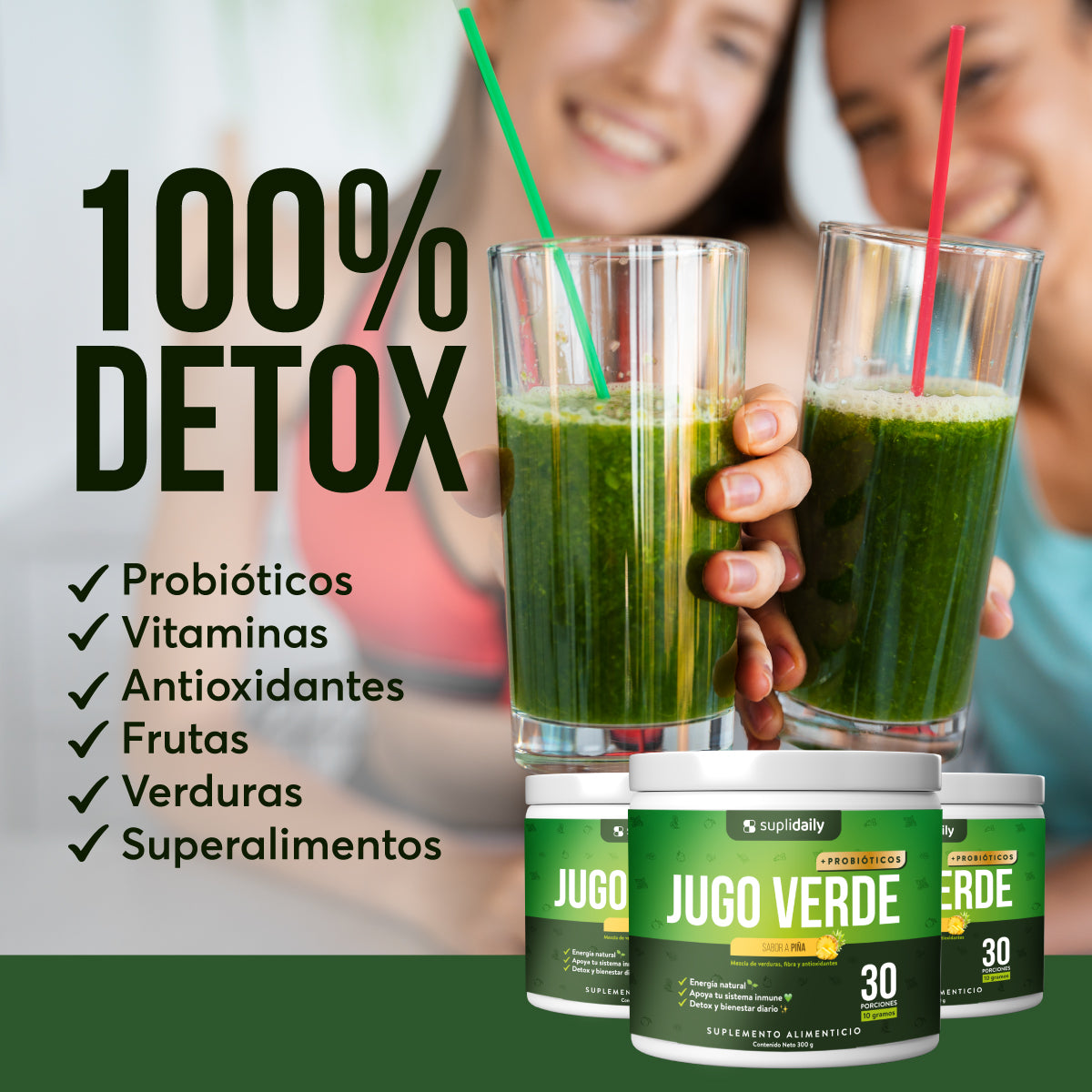 Jugo Verde + Probióticos: Sabor a Piña