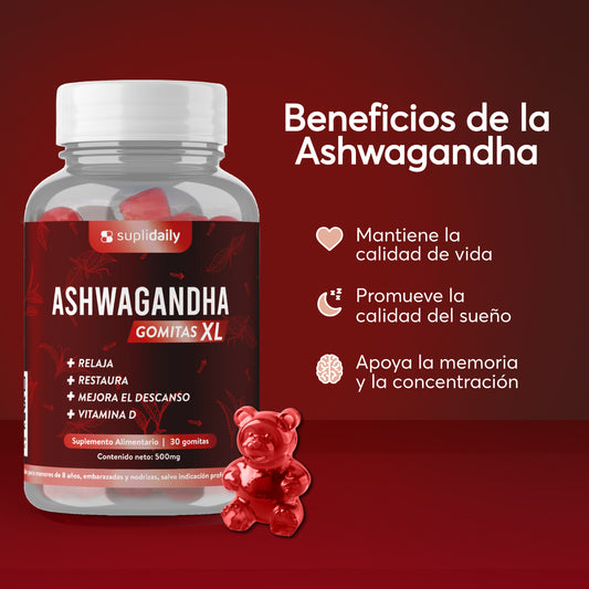 Ashwagandha Gomitas + Vitamina D: Relaja y Calma tu Mente