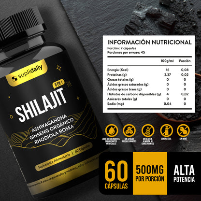 Shilajit 8 en 1: 60 capsulas