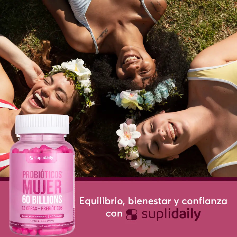 Mujeres disfrutando bienestar y equilibrio con Probióticos Mujer Suplidaily