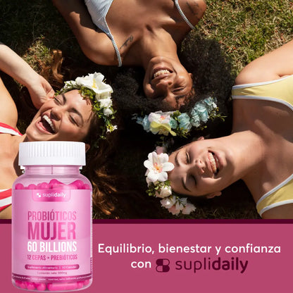Mujeres disfrutando bienestar y equilibrio con Probióticos Mujer Suplidaily
