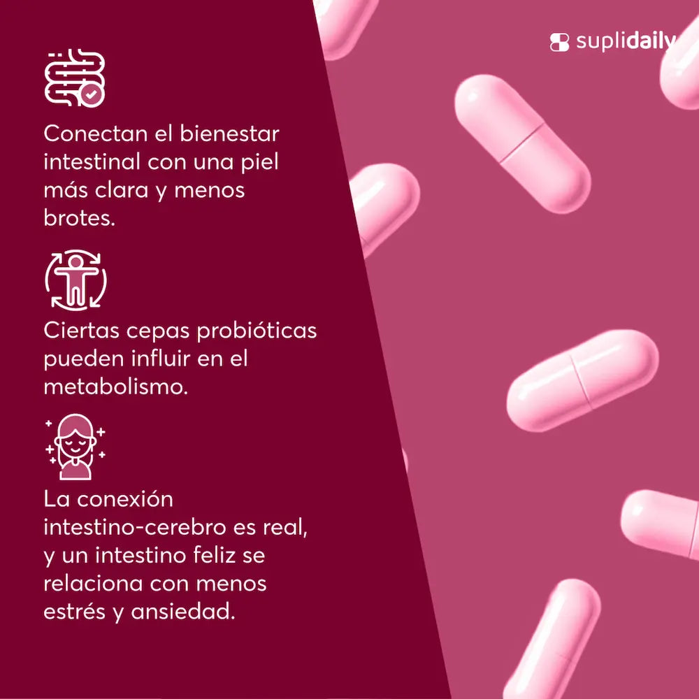 Probióticos Mujer para el eje intestino-piel - bienestar digestivo y piel saludable